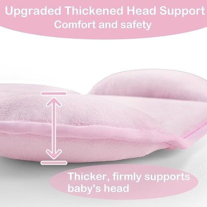 Hooyax Infant Car Seat Insert with Ultra-Thick Head Support - Universal 3-in-1 Baby Car Seat Cushion Set, Dual-Sided Newborn Carseat Insert for Carseat, Stroller, Bouncer, Swing(Pink)