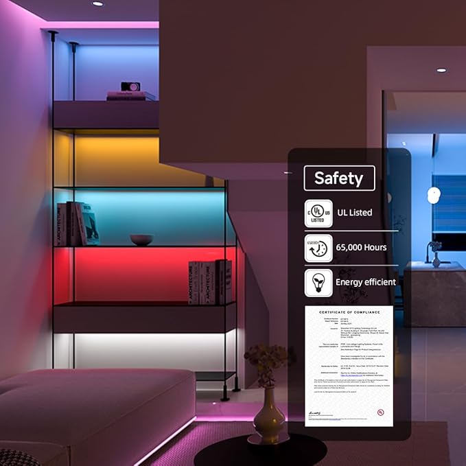 BTF-LIGHTING FCOB COB RGBCCT Color Changing LED Strip,UL Listed 960LED/m High Density 16.4FT RGB+Tunable White 3000K-6000K DC12V 12mm Width Flexible Light for Home Decor(No Adapter or Controller)