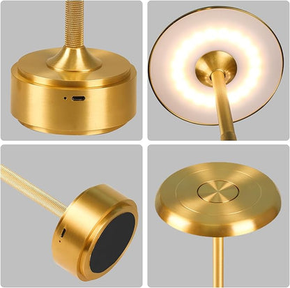 HAPYGI 5200mAh Rechargeable Cordless LED Table Lamps Touch Sensor Light, 3-Levels Portable Dimming Wireless Battery Operated Lamp,Night Light/Restaurant Table/Outdoor/Coffee/Bar (Gold)