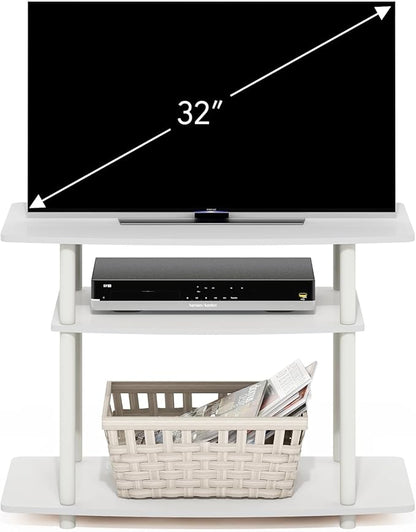 Furinno Turn-N-Tube No Tools 3-Tier TV Stands, White/White