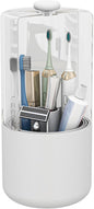 Toothbrush Holder with Cover 360 Rotating 4 Compartments Bathroom Toothpaste