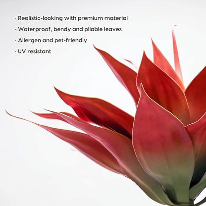 Velener Fall Fake Agave Artificial Plant, Red Fake Succulents Plant for Room Decor, Unpotted Faux Agave Stems Plant for Fall Outdoor/Indoor Decor, 22 inches, Set of 2