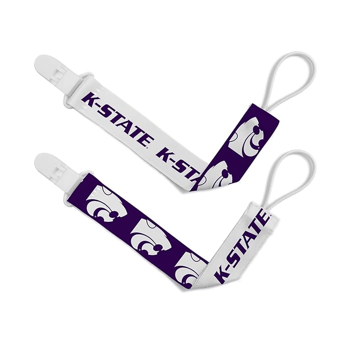 BabyFanatic Officially Licensed Unisex Pacifier Clip 2-Pack - NCAA Kansas State Wildcats - Officially Licensed Baby Apparel