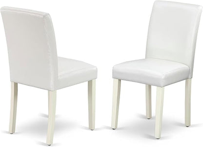 East West Furniture LGAB9-LWH-64 9 Piece Dining Table Set Includes a Rectangle Kitchen Table with Butterfly Leaf and 8 White Faux Leather Upholstered Chairs, 42x84 Inch, Linen White