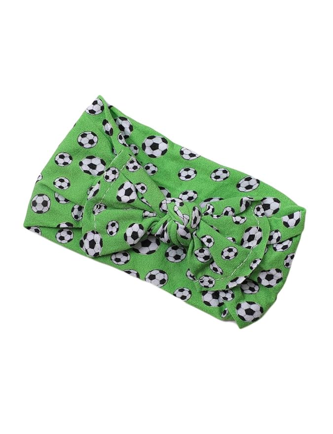 BBTDIN Baby Girls Soccer Headband Turban Infant Football Hairband Bowknot Newborn Soccer Bow Headwarp BTB10 (A2-Green)