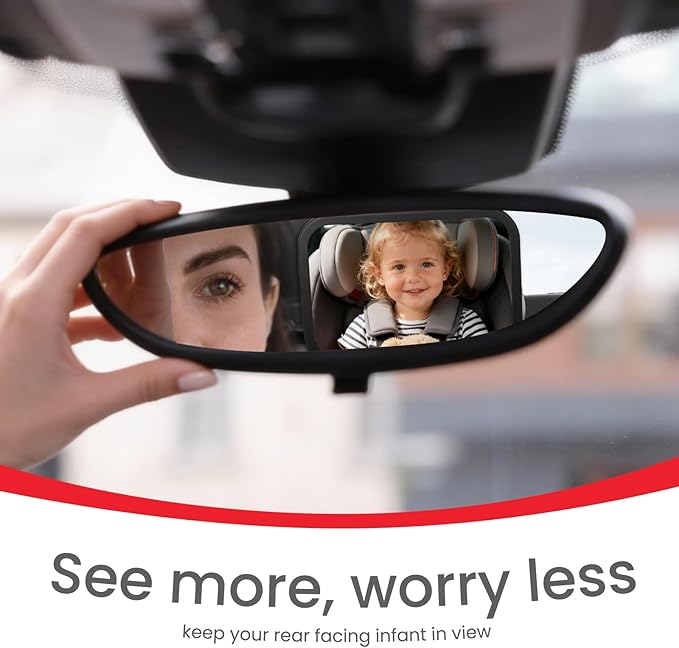 Baby Car Mirror, Shatterproof & Easy Assembled Crash Tested, 360° Rotation, Safety Car Seat Mirror for Rear Facing Infant with Wide Crystal Clear View