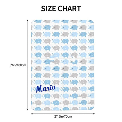Personalized Cute Baby Elephant Baby Car Seat Canopy for Babies with Name, Car Seat Covers for Boys Girls, Peekaboo Opening Minky Nursing Breastfeeding Cover Infant Stroller Canopies for Newborn