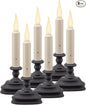 Xodus Innovations FPC1620A-6 Battery Operated 9 Inch Window Candle New Dynamic 3 D Warm White Flicker Flame, with 3 Position Switch and Automatic On Timer, Pack of 6, Black/Aged Bronze