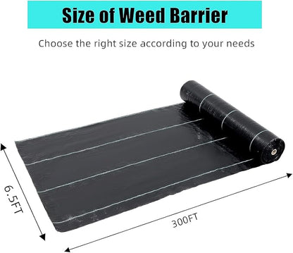 Broadfashion 6.5ft x 300ft Premium 3oz Pro Garden Weed Barrier Landscape Fabric, Durable & Heavy-Duty Weed Block Gardening Mat, Easy Setup & Superior Weed Control, Eco-Friendly & Convenient Design