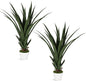 Set of 2 Artificial Agave Plants 39.4 Inch, Realistic Faux Spiked Agave Trees with Lifelike Leaves and Moss in White Pots, Indoor Outdoor Floor Plants for Home Office Patio Porch Decor(2pcs-3.2ft)