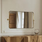 MOON MIRROR 36" x 24" Brushed Gold Rectangle Bathroom Mirror, Tilting Rounded Rectangular Metal Framed Pivot Wall Mirror, Hangs Horizontally Only(Overall 39.75" x 22")