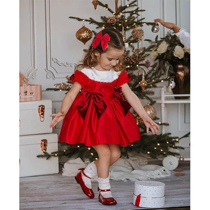 Pack of 4 Large Velvet Fable Bow Hair Clips for Kids Toddler Girl Mom Velvet Hair Bow Alligator Clips Baby Girls Women Hair Accessories (Christmas)