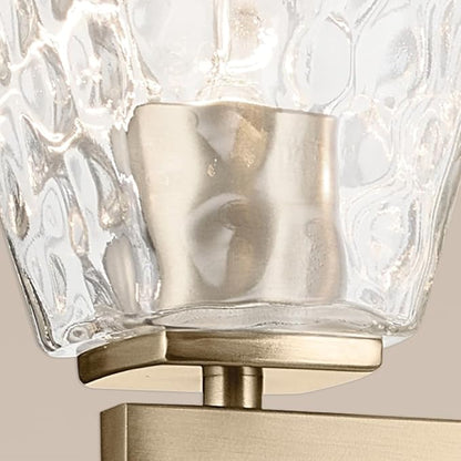 Kichler Marant 4-Light Bathroom Vanity Light Fixture with Clear Water Glass in Champagne Bronze for Over Mirror, Modern Wall Mount Lighting (33.25" x 9.5" x 6.75"), 55217CPZWTR