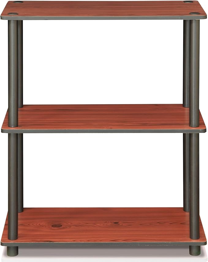 Furinno Turn-N-Tube 3-Tier Compact Multipurpose Shelf Display Rack, Dark Cherry