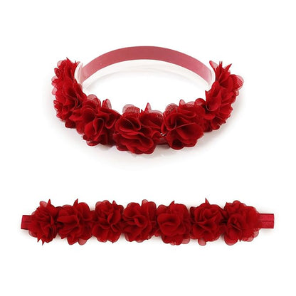 Baby Girl Nylon Headbands Flower Hair Bows Accessories-Elastic Hair Band Crown Handmade FLoral Wraps Birthday Christmas Gifts for Girls Newborn Infant Toddler 3Pcs