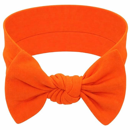 Baby Girl Headbands 0–6 Months – Newborn Infant Soft Cotton Handmade Bow Headband, Stretchy No Mark Baby Hair Accessories (Orange, 0-6 Month)