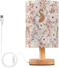 Bedside Table Lamp Cute Animals Flowers Nightstand Lamp with Wood Fox Deer Rabbit Birds Butterfly Desk Lamps for Bedroom Living Room Nursery Office Home Decor