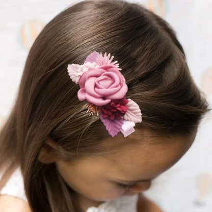 Flower Hair Clips Set-Cherrboll 3pcs Floral Hair Bow Accessories for Baby Girl Toddles Teen Gifts