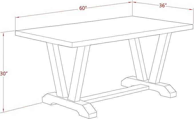 East West Furniture V696AB106-6 6 Piece Modern Dining Table Set Contains a Rectangle Wooden Table with V-Legs and 4 Shitake Linen Fabric Parson Chairs with a Bench, 36x60 Inch, Multi-Color