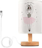 Table Lamp Cute Ballerina Girl Princess Dancing Ballet with Heart Nightstand Lamp with Wood Base Fabric Lamp Shade Bedside Desk Lamp for Living Room Bedroom Kids Room Office