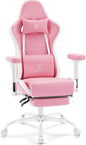 Gaming Chair,Computer Office Chair with Footrest,Massage Lumbar Support and Gel Pad,Ergonomic Reclining Leather Gamer Chair with Headrest,Adjustable Armrests and Spring Cushion Pink