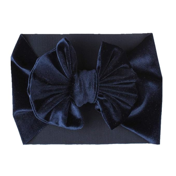 SuperiMan Wide Band Velvet Headband for Baby,Toddler Girls Bows Turban Head Wrap Hair Bands Photography Props Hairband (Navy+Wine Red+Black+Gray+Pink)