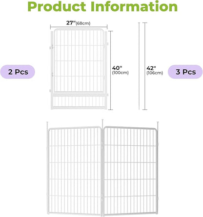 SunsGrove Garden Fence 40 in(H) x 4.5 ft(L) 2 Panels, Heavy Duty Metal Animal Barrier Fence for Dogs, Easy No-Dig Setup, Decorative Dog Fences, White