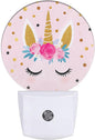 EKOBLA Unicorn Plug-in Night Light, Pink & Gold Polka Dot LED Nightlight with Dusk to Dawn Sensor for Teen Girls Gift