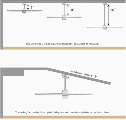 Sofucor Ceiling Fan without Lights, 60 Inch Low Profile Flush Mount Mordern Wood Ceiling Fan with Remote for Indoor Farmhouse Bedroom Living Room Outdoor Patio Porch, Reversible DC Motor, Noiseless