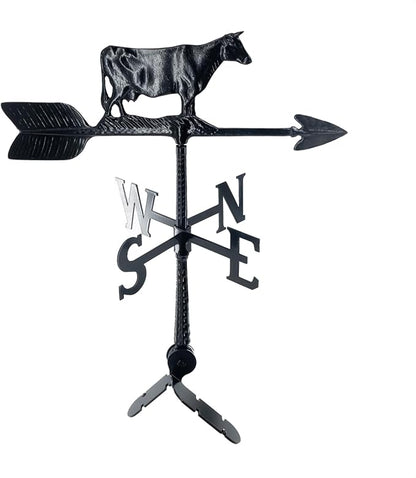 Montague Metal Products - Cow Weathervane - 6 Colors Available - Outdoor Windvane - Roof Metal Decor - Mount Included (4 to Choose from) - Hand Cast Aluminum Weathervane