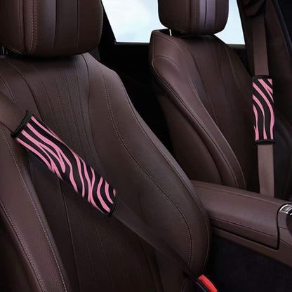 AFPANQZ Pink Zebra Auto Seat Belt Cover Pads for Men Women 2 Piece Safety Seatbelt Pad Cushion Universal Fit for Truck Vans Sedans SUVs Shoulder Strap Pads Black Pink Stripes