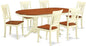 East West Furniture PLAI7-WHI-W 7 Piece Modern Dining Table Set Consist of an Oval Wooden Table with Butterfly Leaf and 6 Dining Room Chairs, 42x78 Inch, Buttermilk & Cherry