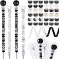 119 Pcs Garden Stake DIY Fairy Wand Plant Stake with Black White Large Hole Beads Crystal Diamond Stopper Top 4 Stainless Steel Threaded Rod Beaded Garden Stakes for Outdoor Indoor Yard Decorations