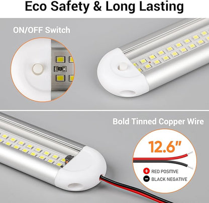CT CAPETRONIX 12v Led Light Bar Strip, 80leds 1200LM 6.5W DC 12 Volt Led Strip Lights Fixtures with Switch, Enclosed Trailer Lights for RV Interior, Van, Truck Lorry, Camper, Boat, Caravan (8Pcs)