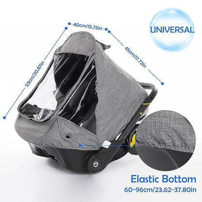 Car Seat Rain Cover,Food Grade EVA,Universal Car Seat Rain,Waterproof, Windproof Protection,Protect from Dust Snow,Rain Cover Features Quick-Access Zipper Door and Side Ventilation(Grey)