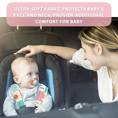 SWESEN Car Seat Strap Cover for Babies, Soft Car Seat Belt Covers, Mink Car Seat Strap Shoulder Pads Girls, Plaid & Sun