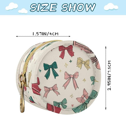 Pacifier Holder with Clip Pacifier Case for Diaper Bag Round Baby Pacifier Pouch Box Bag Portable Bows and Stars Beige