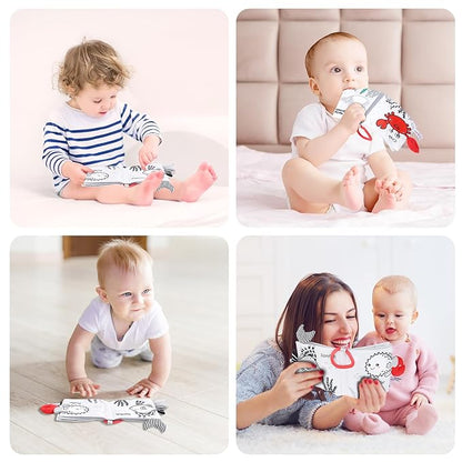 Vicloon Cloth Books, 3D Touch and Feel High Contrast Cloth Book, Baby Books Toys for Baby 0-12 Months, Soft Sensory Crinkle Book for Infants Toddler, Newborns Shower (Ocean)