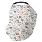 Boho Cute Watercolor Animals Baby Car Seat Covers Bear Lion Koala Bunny Whale Rainbow Floral Stretchy 5-in-1 Cover Adjustable Infant Carseat Canopy Cover Neutral Animal Breathable Nursing Cover-Up