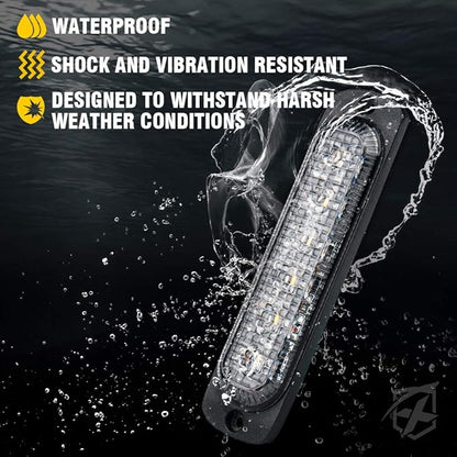 Xprite 4PCS LED Emergency Strobe Lights, Amber White 6-LED Surface Mount Flashing Strobe Lights, Sync Feature Ultra Slim Grill Light for Off-Road Vehicles ATV SUV Trucks Cars