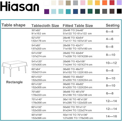 Hiasan Black Rectangle Tablecloth - Waterproof Spillproof and Wrinkle Resistant Washable Polyester Table Cloth for Dining Party, 90 x 90 inch