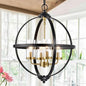 Treekee Rustic Chandelier, 17" Black and Gold Finish Glass Cover Luxurious Hanging Light, 4-Light Globe Vintage Pendant Ceiling Light Fixtures for Living Room Entry Way Dining Room