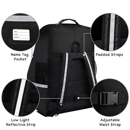 Car Seat Travel Bag,Padded Car Seats Backpack with Steel Cable Handle and Reflective Stripes, Large Durable Carseat Carrier Bag,Airport Gate Check Bag,Infant Seat Travel Bag with Shoulder Strap,Black