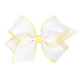 Wee Ones Girls' Classic Grosgrain Moonstitch Edge Hair Bow, No-Slip Hair Clip, Handmade, White with Yellow, Medium