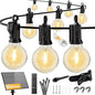 Brightown 58FT 26LED Solar String Lights Outdoor with Remote & USB Port, Shatterproof Bulbs, Dimmable & Timable, 3 Modes, Patio Lights Solar Powered with Mount Clips for Camping Backyard Garden Decor