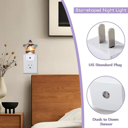 Dolphin Ocean Nightlights Plug in Wall,Sunset Decorative Star Lamp with Automatic Lighting for Living Space,Gentle Glow for Kids Room,Hallway,Bathroom