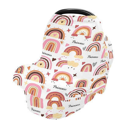 Personalized Colorful Rainbow Baby Car Seat Covers with Name, Custom Multiuse Nursing Breastfeeding Car seat Canopy, Infant Stroller Covers for Newborn Girl Boy, Ultra-Soft Breathable, Nursing Scarf