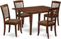 East West Furniture NODA5-MAH-C 5 Piece Dining Table Set for 4 Includes a Rectangle Kitchen Table with Butterfly Leaf and 4 Linen Fabric Kitchen Dining Chairs, 32x54 Inch, Mahogany