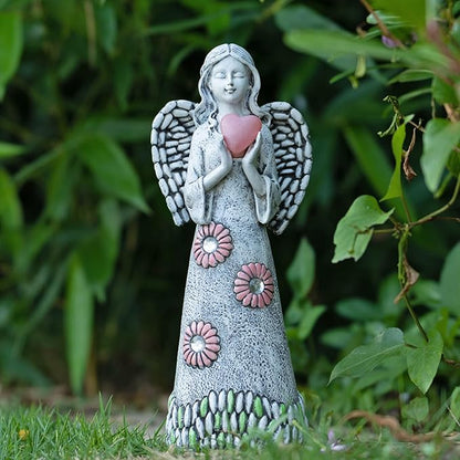Solar Angel Statue - Garden Sculpture with Resin Decor for Patio, Lawn, Yard, Porch - Housewarming Gift, 10.03"