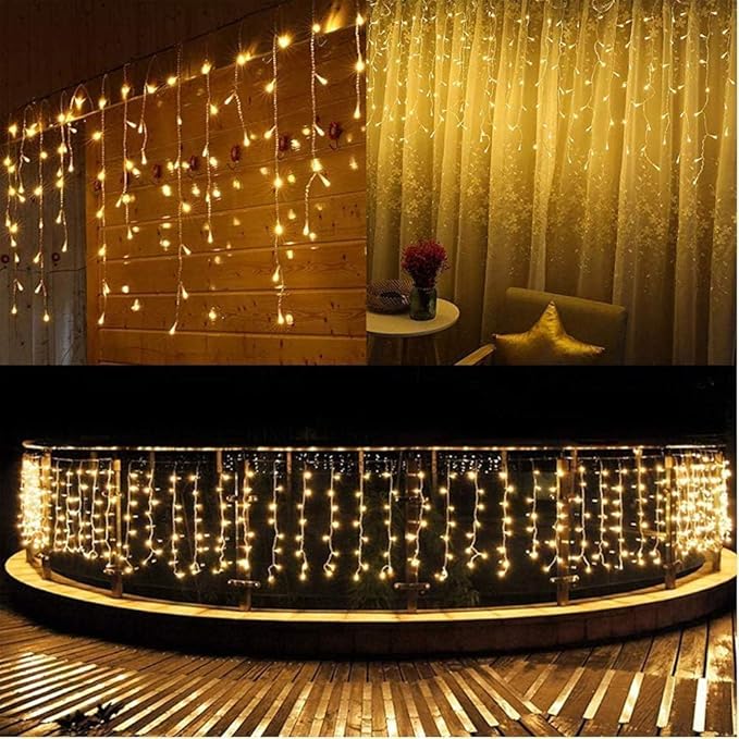 Joomer Christmas Icicle Lights - 66FT String Lights Outdoor Waterproof, 8 Modes Timer Connectable Plug-in String Light for Eaves, Roofs, Christmas Decorations (Warm White, Non-Connectable)